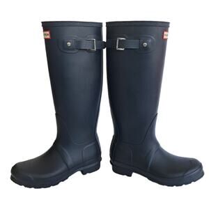 HUNTER Iconic Original Tall Rain BOOTS Size 6 Navy Blue Preppy